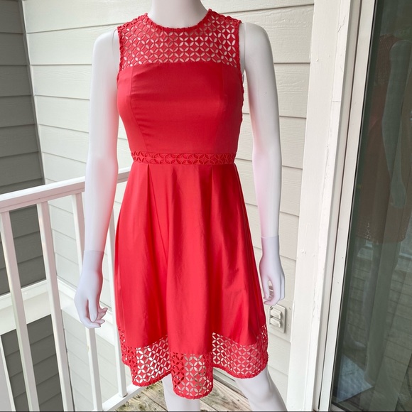 Calvin Klein Dresses & Skirts - CALVIN KLEIN CORAL SLEEVELESS FIT & FLARE DRESS